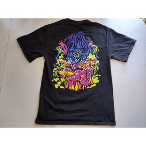 A-Lab Mens Wizard Mushroom Psychedelic Graphic T-Shirt Black Small
